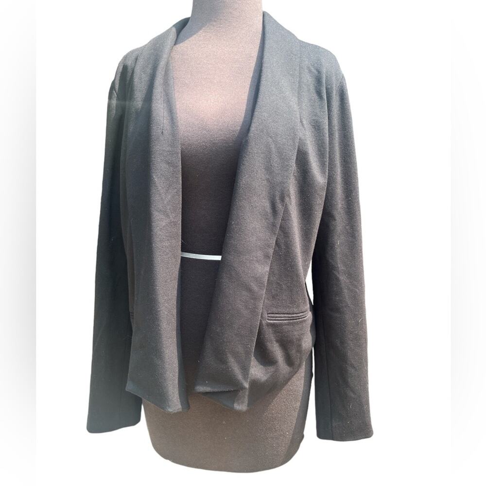 Chico's Black Promo Ponte Knit Drape Front Capsule Comfy Office Jacket M NWT